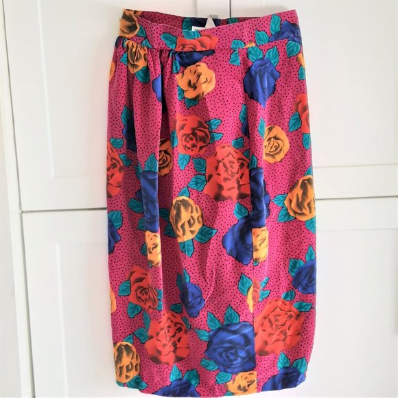 Alfred Sung Sungsport Women's Skirt Silk Tropical Floral Print Size 6 Excellent - Picture 1 of 3